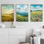 Natural Grassland Floral Scenery Forget Me Not Rose Flower Art Poster Canvas Oil Printing Living Room Bedroom Home Decoration - Image 2