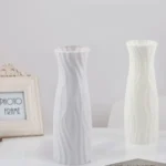Plastic Flower Vase Imitation Ceramic Solid Color Flower Arrangement Container Living Room Decoration - Image 2