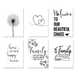 Happy Family Quote Wall Art Black White Posters Love Heart Prints Nordic Minimalist Picture Canvas Painting Living Room Decor - Image 3