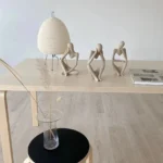 Nordic Living Room Decoration Sand Color The Thinker Abstract Sculpture Yoga Pose Figurine Home Desk Ornament - Image 4