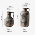 OasinEarthenware Vase for Dried Flower Pampas Grass Nordic Wabi Sabi Retro Home Aesthetics Bookshelf Wall Shelf Decoration - Image 5