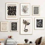 Abstract Boho Leaves Lines Face Heart Sun Posters And Prints Canvas Painting Nordic Wall Art Pictures Living Room Home Decor