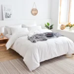 Solid color brushed duvet cover pillowcase set, Queen size simple high-end bedding set, corner strap design, not incuding sheet - Image 2