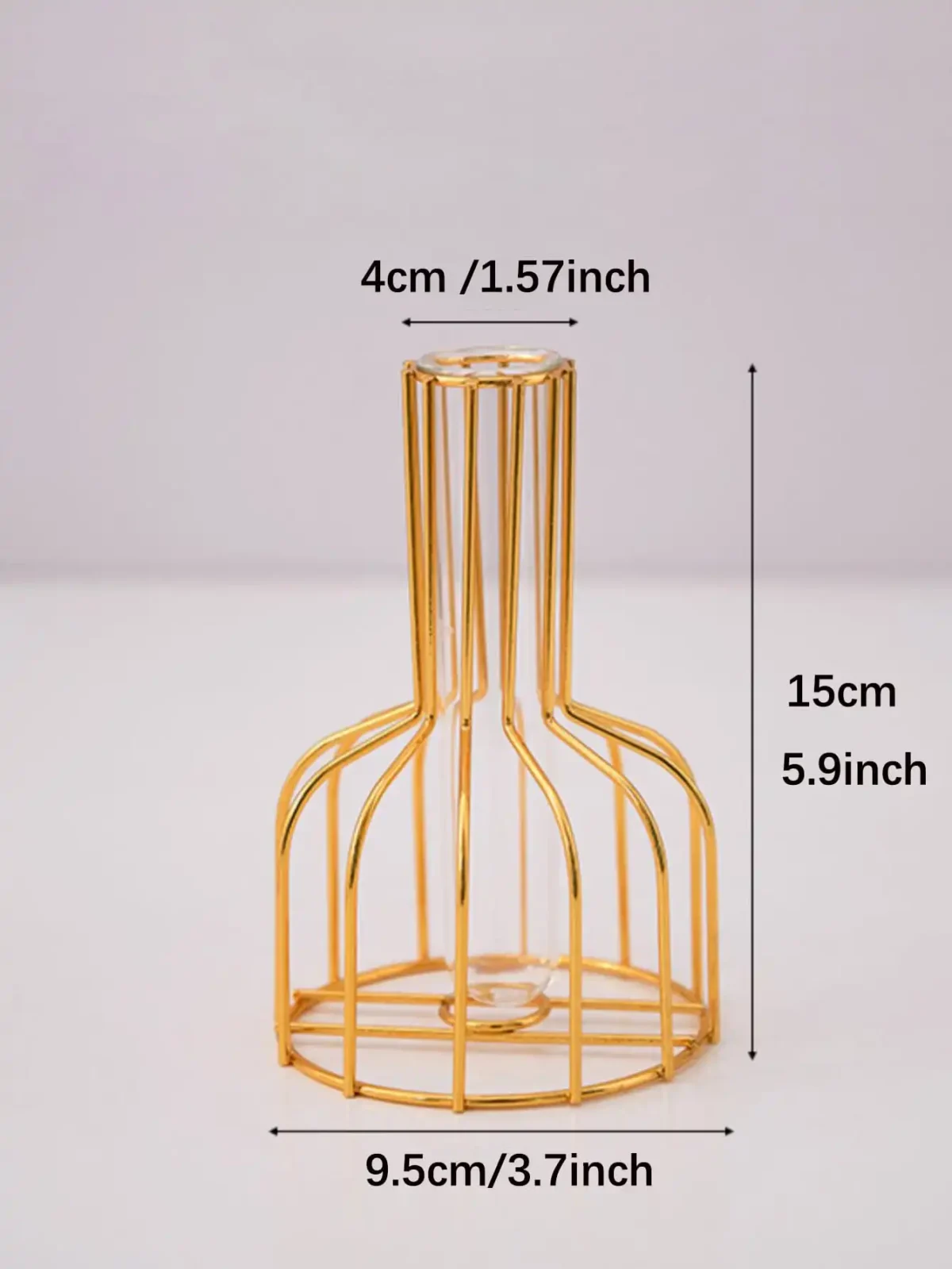 1 set of gold wrought iron metal vase hydroponic container test tube vase living room illustration decoration - Image 2