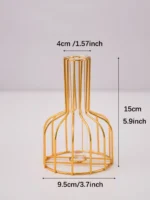 1 set of gold wrought iron metal vase hydroponic container test tube vase living room illustration decoration - Image 2