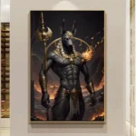 Ancient Egyptian Mythology Catwoman Anubis Golden Sculpture Art Canvas Painting Vintage Animal Wall Poster Print Room Home Decor - Image 3