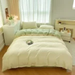 2-side Solid Color Brush Fabric Bed Set 4 Pieces Duvet Cover Pillowcase Bedding Set Bed Sheet Quilt Cover Single Queen King Size - Image 3