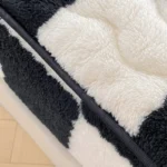 WOSTAR Soft warm plush mattress protector cover winter couple 2 people black white plaid elastic fitted sheet bed protection pad - Image 5