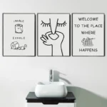 Abstract Humour Bad Smell Funny Bathroom Poster Black White Prints Canvas Painting Wall Art Pictures WC Toilet Room Decor - Image 3