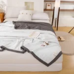 Japanese-style Plaid Spring Summer Quilt 100% Cotton Soft Skin-friendly Queen Quilts Breathable Double Blanket Summer Duvet Thin - Image 4