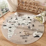 Charming Cartoon Rugs: Fluffy Washable Kids' Round Mat - Image 2
