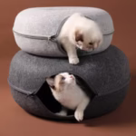 Cat Tunnel Nest Donut Cat Nest Cute Felt Cat Nest (60 * 60 * 28) /Cushion Dark gray