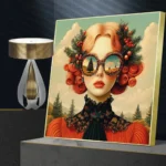 Modern Art Surrealism Abstract Aesthetic Flowers Sunglasses Girl Canvas Painting Fantasy Mysterious Figure Posters Home Decor - Image 3