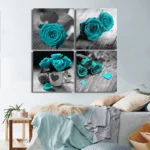 Vintage Teal Turquoise Wall Art Rose Flower Canvas Prints Pictures Romantic Love Posters for Bedroom Living Room Decor Cuadros - Image 3