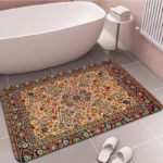 VIKAMA Crystal Velvet Boho Persian Rug Pattern Hallway Carpet Anti-Slip Long Strip Cushion Bedroon Mat Welcome Doormat