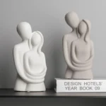 Nordic Abstract Couple Sculpture, Lover Hugging Characters, Frosted Ceramic Statues, Plain White/Grey Figurines, Wedding Gifts - Image 2