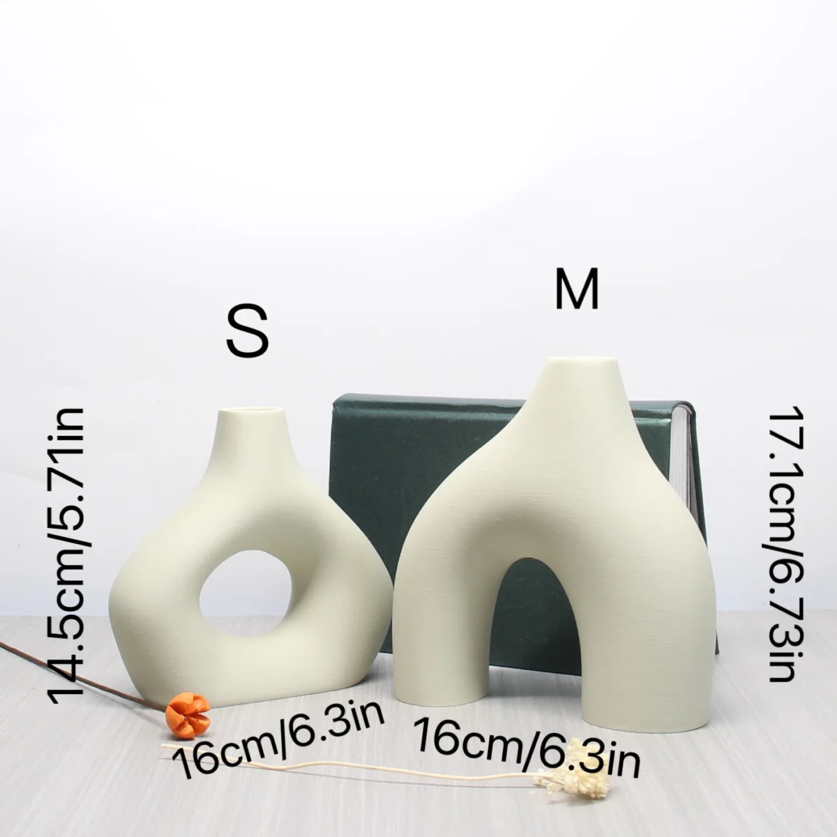 Modern Style Decorative Vase Set - 3D Printed Round Hollow Design Vase, Black & White, for Bohemian Home - Image 2