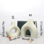 Modern Style Decorative Vase Set - 3D Printed Round Hollow Design Vase, Black & White, for Bohemian Home - Image 2