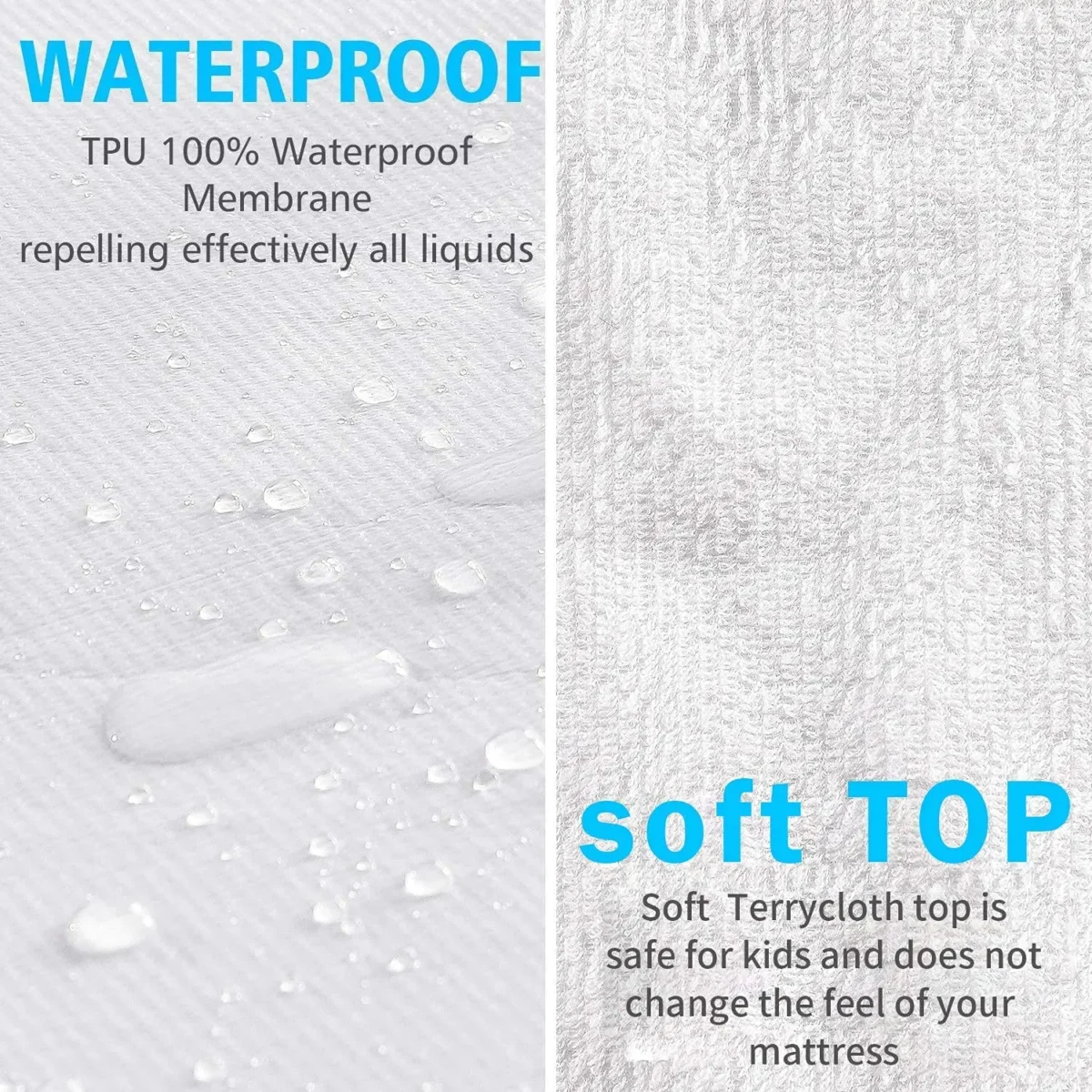 Waterproof Bedsheet Cotton Terry Flat Sheet Style Mattress Cover Anti Mites & Washable Sheet Protector - Image 2