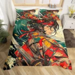 Japanese Samurai Bedding Set Full Size Cherry Blossoms Comforter Cover Red Sun Hokusai Duvet Cover Fuji Mountain Quilt Cover - Image 3