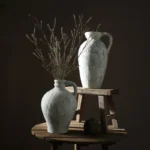 Vintage Coarse Pottery Vase Handmade Distressed Ceramic Vase 30.4cm Tall Entryway Home Decor For Dried Flowers Centerpiece Rusti