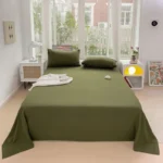 Oasin Washed Cotton Solid Color Flat Bed Sheet Set Summer Couple Bed Linen Luxury Double Bed Bedding Twin Full Queen King Size - Image 2
