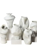 Retro White Cerc Flower Vase Handmade High-End Wabi-Sabi Sle for Hotels And Home Decor Living Room Bedroom Study - Image 4