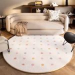 VIKAMA Small Fresh Simple Flowers Round Imitation Cashmere Bedroom Non-Slip Carpet - Image 6