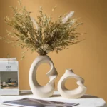OasinCeramic Matte Vase Set of 2 for Pampas Grass Dried Flower Modern Nordic Accessories Home Decoration Tabletop Interior
