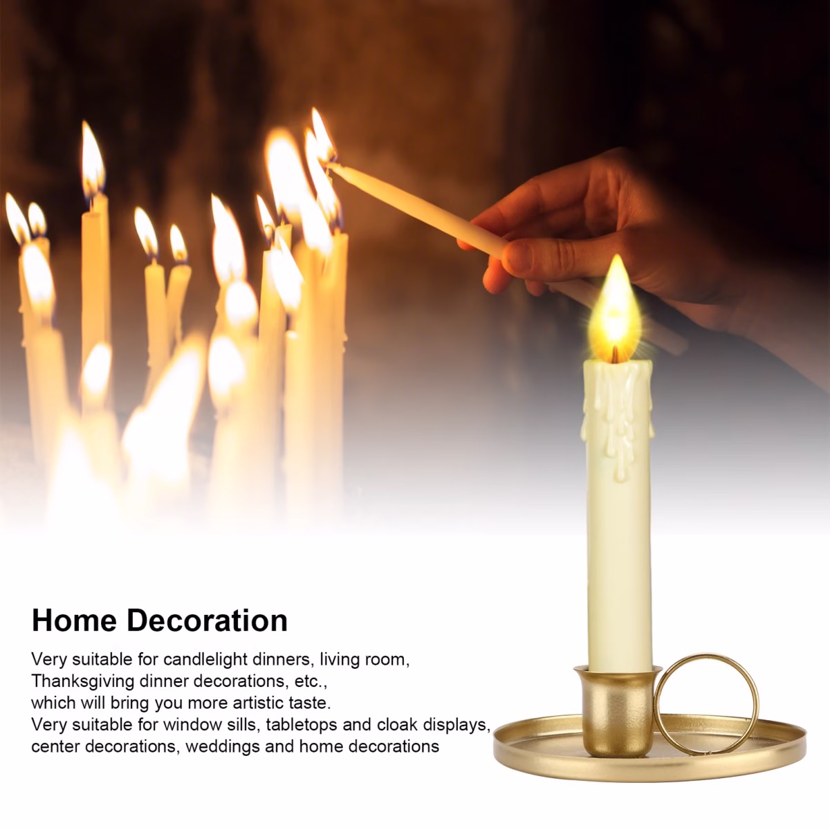 Retro Candle Holder Metal Wrought Iron Desktop Candlestick Candle Stand with Handle Home Wedding Decorations - Image 2