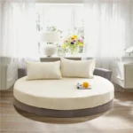 100% Cotton Round Fitted Bed Sheet Set or 1 Pcs Round Bed Sheet with Elastic Strap Pure Cotton Bedsheet and Pillowcases Hotel