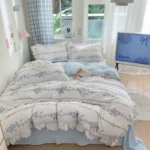 4pcs Korean lace Duvet Cover Set (1*Duvet Cover +1 flat sheet + 2*Pillowcase, Without Core), Fresh Flower Print Bedding Set - Image 5
