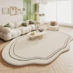 Soft Fluffy Green Area Rugs - Irregular Shape for Cozy Rooms - Image 4