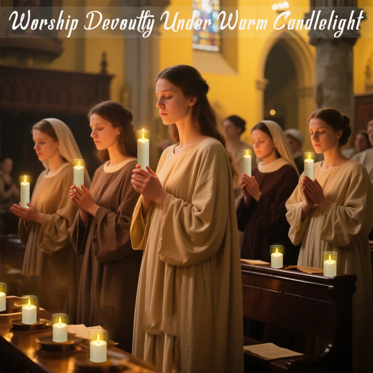 10-240Pcs LED Flameless Candles Wedding Acrylic Cup Candles Flickering Pillar Candles Wedding Concert Decor with Battery Powered - Image 3