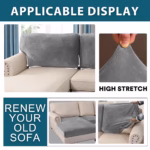 Soft Velvet Sofa Covers Elastic Couch Slipcovers Luxury Plain Living Room Chaise Lounge Case Pet-Friendly Removable Warm - Image 5