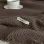 Cozy 100% Cotton Solid Color Blanket with Tassels for Home - Image 2
