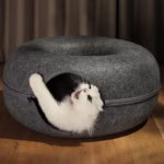Cat Tunnel Nest Donut Cat Nest Cute Felt Cat Nest (60 * 60 * 28) /Cushion Dark gray - Image 3