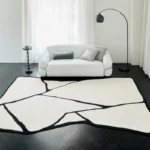 Modern Luxury Carpets for Living Room Fluffy Soft Plush Rug Black White Lines Bedroom Decor Carpet Large Area Washable Study Mat