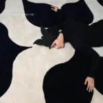French Retro Bedroom Decor Stripe Carpet Minimalist Carpets for Living Room Home Art Plush Floor Mat Large Area Thickened Rug - Image 5