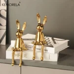 1PCS Ceramic Long-Eared Sitting Rabbit Room Ornaments Statue Luxury Home Decoration Accessories High-End Home Art Aesthetics - Image 4