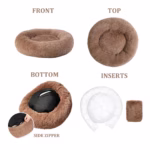 Calming King Fluffy Dog Bed Xxl Xl Sofa Donut Memory Form Long Plush Washable Dog Beds for Medium Portable Dogs Cat Pet Cushion - Image 3