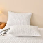 Simple Solid Color Whitee Bedspread set Pillowcases Bed cover, Soft Skin Friendly 3Pcs Double Queen size - Image 4