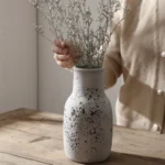 21.6CM Handmade Distressed Vintage Ceramic Vase For Dry Flowers, Antique Home Decor Living Room Centerpiece, Classical Furniture