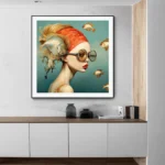 Modern Art Surrealism Abstract Aesthetic Flowers Sunglasses Girl Canvas Painting Fantasy Mysterious Figure Posters Home Decor - Image 6
