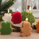 1set Christmas Aromatherapy Candle Cartoon Gingerbread Man Santa Claus Candle For Festival Party Decor Freesia Aroma Candle Gift - Image 2