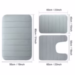 3Pc Sets Bath Mats Non Slip Memory Foam Bathroom Soft Rugs Water Absorption Dry Fast Bath Mat Machine Washable For Home Floor - Image 3