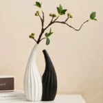 Oasin2pcs Abstract Couple Ceramic Vase for Pampas Grass White Black Nordic Modern Art Tabletop Home Decoration Accessorie