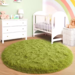 Fluffy Round Rug Black Rug For Bedroomfuzzy Kids Room Carpet Shaggy Living Room Sofa Area Rug Soft Nursery Floor Mat Home Decor - Image 2