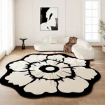 French Retro Living Room Decoration Carpet Irregular Flower Shape Floor Mat Light Luxury Rugs for Bedroom Washable Non-slip Rug - Image 3