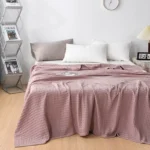 Summer Waffle Plaid Cotton Bed Blanket Throw Thin Quilt Knitted Bedspread Home Hotel Coverlets Green Pink Throw Blankets - Image 3